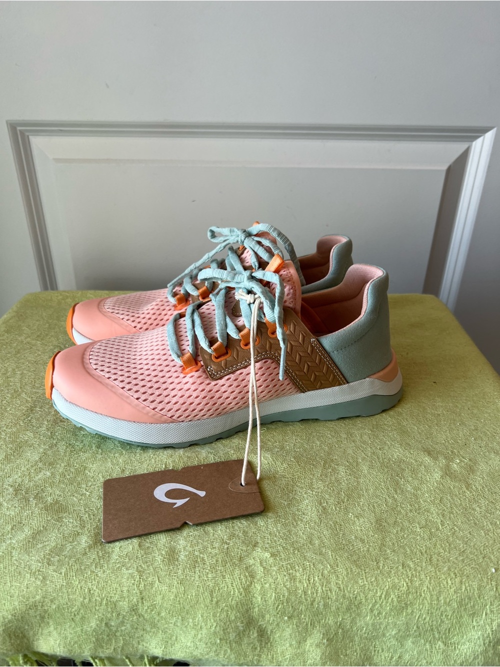 Olukai Light Coral & Mint Mesh Athletic Sneakers. Size 9.5